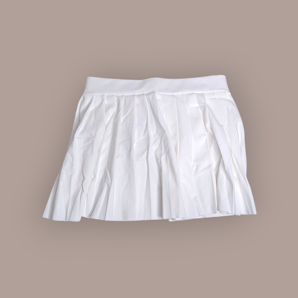 Womens Stretchy White Golf Tennis Pleated Skirt Size Large 14in NWOT - Picture 1 of 3